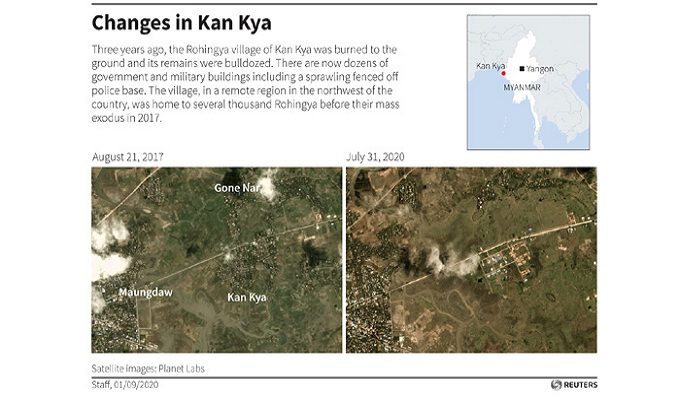 মানচিত্র থেকে বাদ দেওয়া হলো আগুনে পোড়া রোহিঙ্গা গ্রাম