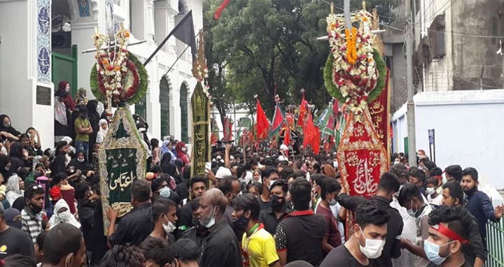 নিষেধাজ্ঞা উপেক্ষা করে রাজধানীতে তাজিয়া মিছিল